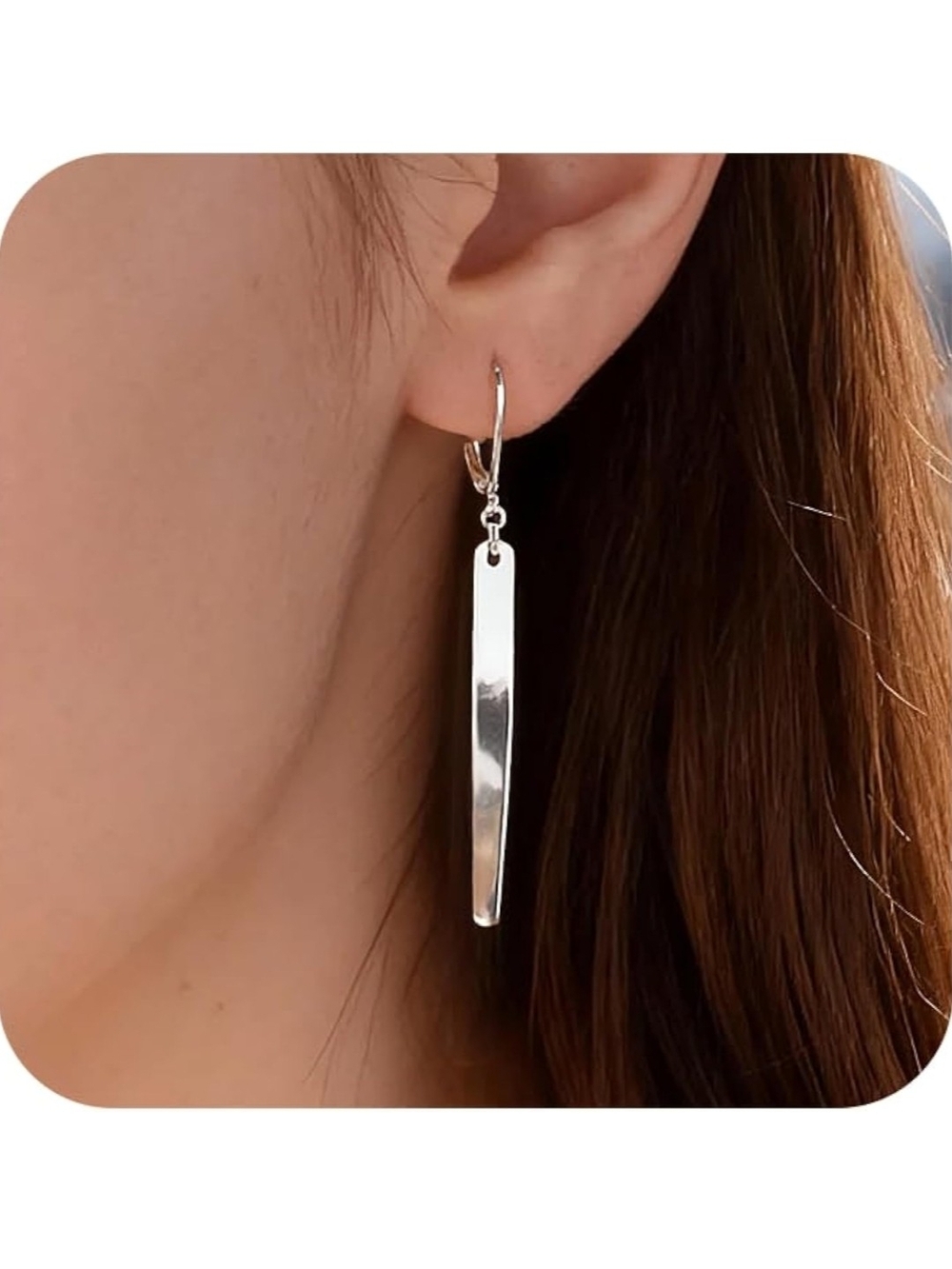 Classic Silver Bar Drop Earrings - Women Jewelry